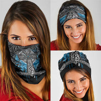 Thor Hammer Viking Neck Gaiter with Celtic Knots and Blue Splatter Norse Heritage Tribute - Wonder Print Shop