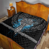 Thor Hammer Viking Quilt with Celtic Knots and Blue Splatter Norse Heritage Tribute - Wonder Print Shop
