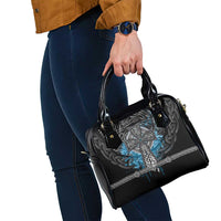 Thor Hammer Viking Shoulder Handbag with Celtic Knots and Blue Splatter Norse Heritage Tribute - Wonder Print Shop