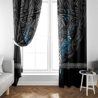 Thor Hammer Viking Window Curtain with Celtic Knots and Blue Splatter Norse Heritage Tribute - Wonder Print Shop