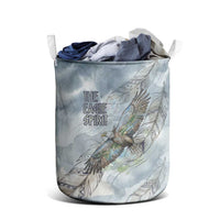 The Eagle Spirit Native American Laundry Basket Soaring Bald Eagle and Tribal Feathers Watercolor Sky - Wonder Print Shop