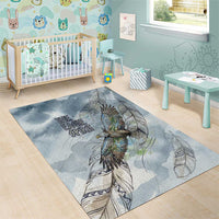 The Eagle Spirit Native American Area Rug Soaring Bald Eagle and Tribal Feathers Watercolor Sky - Wonder Print Shop