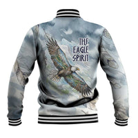 The Eagle Spirit Native American Baseball Jacket Soaring Bald Eagle and Tribal Feathers Watercolor Sky - Wonder Print Shop