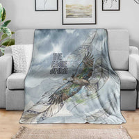 The Eagle Spirit Native American Blanket Soaring Bald Eagle and Tribal Feathers Watercolor Sky - Wonder Print Shop
