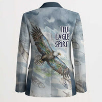 The Eagle Spirit Native American Blazer Soaring Bald Eagle and Tribal Feathers Watercolor Sky - Wonder Print Shop