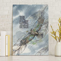 The Eagle Spirit Native American Canvas Wall Art Soaring Bald Eagle and Tribal Feathers Watercolor Sky - Wonder Print Shop