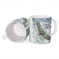 The Eagle Spirit Native American Ceramic Mug Soaring Bald Eagle and Tribal Feathers Watercolor Sky - Wonder Print Shop