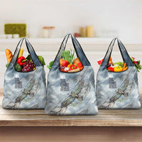 The Eagle Spirit Native American Grocery Bag Soaring Bald Eagle and Tribal Feathers Watercolor Sky - Wonder Print Shop