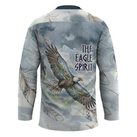The Eagle Spirit Native American Hockey Jersey Soaring Bald Eagle and Tribal Feathers Watercolor Sky - Wonder Print Shop