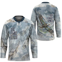The Eagle Spirit Native American Hockey Jersey Soaring Bald Eagle and Tribal Feathers Watercolor Sky - Wonder Print Shop
