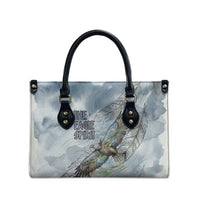 The Eagle Spirit Native American Leather Bag Soaring Bald Eagle and Tribal Feathers Watercolor Sky - Wonder Print Shop