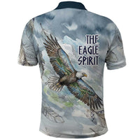 The Eagle Spirit Native American Polo Shirt Soaring Bald Eagle and Tribal Feathers Watercolor Sky - Wonder Print Shop