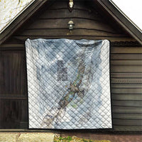 The Eagle Spirit Native American Quilt Soaring Bald Eagle and Tribal Feathers Watercolor Sky - Wonder Print Shop