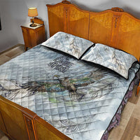 The Eagle Spirit Native American Quilt Bed Set Soaring Bald Eagle and Tribal Feathers Watercolor Sky - Wonder Print Shop