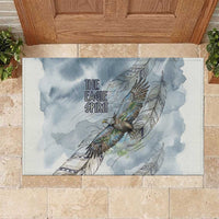 The Eagle Spirit Native American Rubber Doormat Soaring Bald Eagle and Tribal Feathers Watercolor Sky - Wonder Print Shop