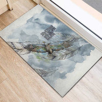 The Eagle Spirit Native American Rubber Doormat Soaring Bald Eagle and Tribal Feathers Watercolor Sky - Wonder Print Shop