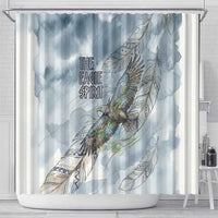 The Eagle Spirit Native American Shower Curtain Soaring Bald Eagle and Tribal Feathers Watercolor Sky - Wonder Print Shop