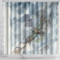 The Eagle Spirit Native American Shower Curtain Soaring Bald Eagle and Tribal Feathers Watercolor Sky - Wonder Print Shop
