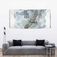 The Eagle Spirit Native American Tapestry Soaring Bald Eagle and Tribal Feathers Watercolor Sky - Wonder Print Shop
