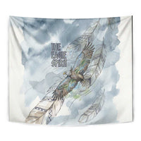 The Eagle Spirit Native American Tapestry Soaring Bald Eagle and Tribal Feathers Watercolor Sky - Wonder Print Shop