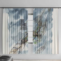 The Eagle Spirit Native American Window Curtain Soaring Bald Eagle and Tribal Feathers Watercolor Sky - Wonder Print Shop