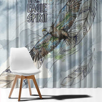 The Eagle Spirit Native American Window Curtain Soaring Bald Eagle and Tribal Feathers Watercolor Sky - Wonder Print Shop