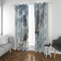 The Eagle Spirit Native American Window Curtain Soaring Bald Eagle and Tribal Feathers Watercolor Sky - Wonder Print Shop
