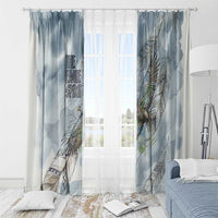 The Eagle Spirit Native American Window Curtain Soaring Bald Eagle and Tribal Feathers Watercolor Sky - Wonder Print Shop