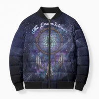 Dreamcatcher Native American Bomber Puffer Jacket Feathers and Starry Night Sky The Dream Weaver Theme - Wonder Print Shop