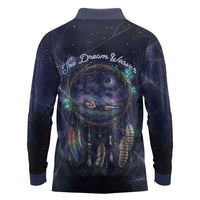 Dreamcatcher Native American Long Sleeve Polo Shirt Feathers and Starry Night Sky The Dream Weaver Theme - Wonder Print Shop