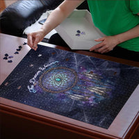 Dreamcatcher Native American Puzzle Feathers and Starry Night Sky The Dream Weaver Theme - Wonder Print Shop