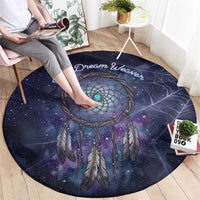 Dreamcatcher Native American Round Carpet Feathers and Starry Night Sky The Dream Weaver Theme - Wonder Print Shop