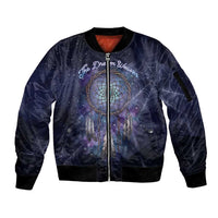 Dreamcatcher Native American Sleeve Zip Bomber Jacket Feathers and Starry Night Sky The Dream Weaver Theme - Wonder Print Shop