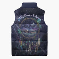 Dreamcatcher Native American Sleeveless Puffer Jacket Feathers and Starry Night Sky The Dream Weaver Theme - Wonder Print Shop
