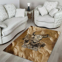 Buffalo Skull Native American Area Rug Tribal Symbols and Mountain Scene Great Herd and Plains Guardians - Wonder Print Shop