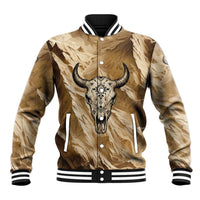 Buffalo Skull Native American Baseball Jacket Tribal Symbols and Mountain Scene Great Herd and Plains Guardians - Wonder Print Shop