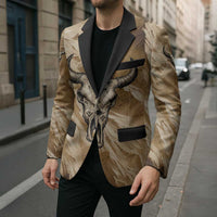 Buffalo Skull Native American Blazer Tribal Symbols and Mountain Scene Great Herd and Plains Guardians - Wonder Print Shop