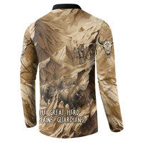 Buffalo Skull Native American Button Sweatshirt Tribal Symbols and Mountain Scene Great Herd and Plains Guardians - Wonder Print Shop