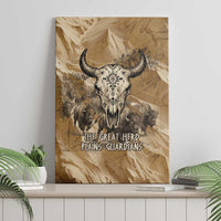 Buffalo Skull Native American Canvas Wall Art Tribal Symbols and Mountain Scene Great Herd and Plains Guardians - Wonder Print Shop