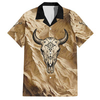 Buffalo Skull Native American Family Matching Short Sleeve Bodycon Dress and Hawaiian Shirt Tribal Symbols and Mountain Scene Great Herd and Plains Guardians - Wonder Print Shop