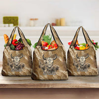 Buffalo Skull Native American Grocery Bag Tribal Symbols and Mountain Scene Great Herd and Plains Guardians - Wonder Print Shop
