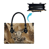 Buffalo Skull Native American Leather Bag Tribal Symbols and Mountain Scene Great Herd and Plains Guardians - Wonder Print Shop