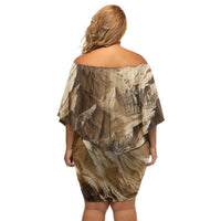 Buffalo Skull Native American Off Shoulder Short Dress Tribal Symbols and Mountain Scene Great Herd and Plains Guardians - Wonder Print Shop