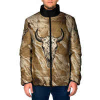 Buffalo Skull Native American Padded Jacket Tribal Symbols and Mountain Scene Great Herd and Plains Guardians - Wonder Print Shop