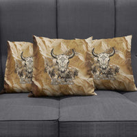 Buffalo Skull Native American Pillow Cover Tribal Symbols and Mountain Scene Great Herd and Plains Guardians - Wonder Print Shop