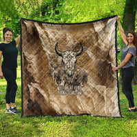 Buffalo Skull Native American Quilt Tribal Symbols and Mountain Scene Great Herd and Plains Guardians - Wonder Print Shop