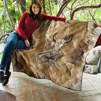 Buffalo Skull Native American Quilt Tribal Symbols and Mountain Scene Great Herd and Plains Guardians - Wonder Print Shop