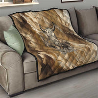 Buffalo Skull Native American Quilt Tribal Symbols and Mountain Scene Great Herd and Plains Guardians - Wonder Print Shop