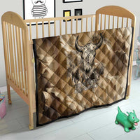 Buffalo Skull Native American Quilt Tribal Symbols and Mountain Scene Great Herd and Plains Guardians - Wonder Print Shop