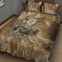 Buffalo Skull Native American Quilt Bed Set Tribal Symbols and Mountain Scene Great Herd and Plains Guardians - Wonder Print Shop